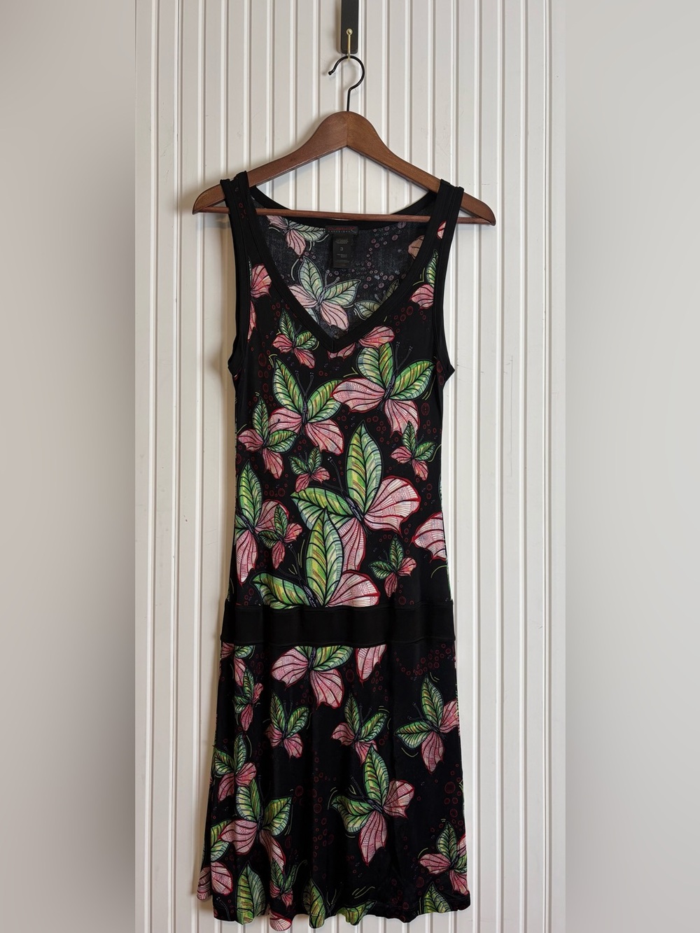 VTG Y2K Custco Barcelona Dress M Drop Waist Midi Butterfly Whimsical Fairy Art